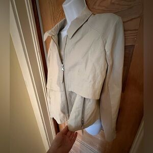 Anthropologie Woman’s Faux Leather, Knit Anorak Full Zip Jacket